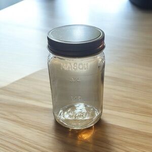 1 Cup Glass Mason Jar With Gray Metal Lid